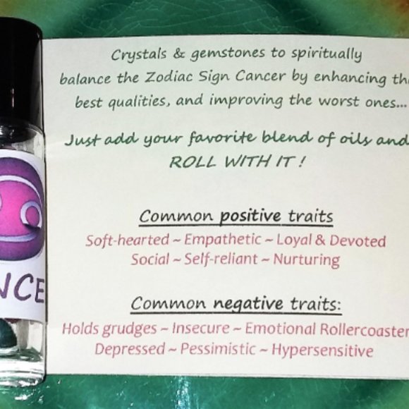 ♋ CANCER Zodiac Gift Set ♋ Roller Bottle + Pocket Crystals + Loose Incense Blend - Picture 5 of 6